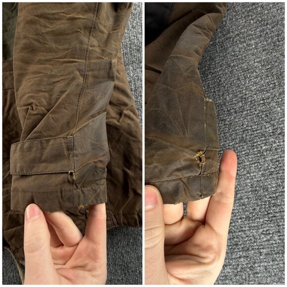 Barbour GAME PARKA Waxed Jacket Fleece Lined Small Brown Green Hooded Winter - Picture 16 of 16